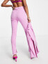 Фото #2 товара ASOS DESIGN Petite jersey suit slim leg trouser with split ankle in pink