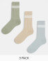 ASOS DESIGN 3 pack crew slouch ankle socks with stripes in neutrals