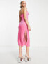 Фото #2 товара Miss Selfridge strappy slip midi dress in pink