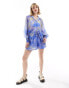 AllSaints Isla Inspiral sheer shirt co-ord in blue