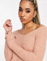 Mango bardot jumper in pink marl