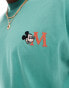 ASOS DESIGN Disney boxy oversized t-shirt with Mickey Mouse embroidery in green