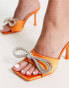 Public Desire – Level Up – Mules aus orangem Satin mit verzierter Schleife