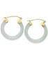 ფოტო #4 პროდუქტის Green Jade Small Hoop Earrings in 14k Gold
