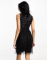 Фото #2 товара Maya high neck mini dress with delicate sequin black