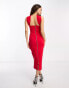 Vesper Petite halterneck zip back midi dress in red