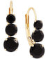 ფოტო #4 პროდუქტის Onyx Graduated Leverback Hoop Earrings in 14k Gold