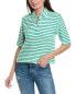 Фото #1 товара Stateside Stripe Jersey Linen-Blend Shirt Women's Green Xs