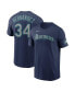 Фото #1 товара Men's Felix Hernandez Navy Seattle Mariners Hall of Fame Name and Number Sleeve Patch T-shirt