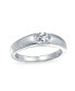ფოტო #1 პროდუქტის Modern Simple Minimalist .50 CT Cubic Zirconia AAA CZ Round Solitaire Promise Engagement Ring For Women .925 Sterling Silver Plain Band