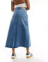 Vero Moda a-line denim maxi skirt in medium blue wash