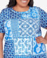 ფოტო #4 პროდუქტის Plus Size Bayou Patchwork Ikat T-shirt with Side Ruching