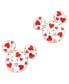 ფოტო #1 პროდუქტის Women's White Mickey Mouse Mixed Hearts Earrings
