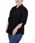 Plus Size 3/4 Roll Tab Sleeve Cotton Blouse