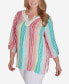 ფოტო #3 პროდუქტის Plus Size Wavy Metallic Stripe Top