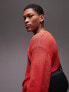 Topman knitted pointelle jumper in red