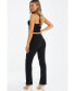 ფოტო #3 პროდუქტის Women's Scuba Crepe Buckle Detail Split Hem Pant