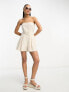 ASOS DESIGN bandeau linen look playsuit with detachable straps in oatmeal