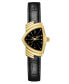 Unisex Swiss Ventura Black Leather Strap Watch 24x36.5mm