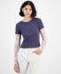 ფოტო #1 პროდუქტის Juniors' Layered Lace-Sleeve T-Shirt