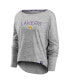 ფოტო #2 პროდუქტის Women's Heathered Gray Los Angeles Lakers Nostalgia Off-The-Shoulder Long Sleeve T-shirt