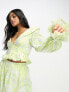 ASOS LUXE floral broderie co-ord top in lime green