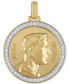 Фото #1 товара Esquire Men's Jewelry cubic Zirconia Julius Caesar Coin Pendant in Sterling Silver & 14k Gold-Plate, Created for Macy's