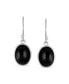 ფოტო #3 პროდუქტის Classic Elegant Black Onyx Bezel Set Oval Cabochon Gemstone Drop Earrings For Women .925 Sterling Silver Wire Fish Hook