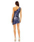 Фото #2 товара Women's One Shoulder Ombre Fringe Paillette Mini Dress
