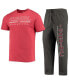 ფოტო #2 პროდუქტის Men's Heathered Charcoal, Cardinal Stanford Cardinal Meter T-shirt and Pants Sleep Set