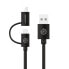 Alogic 1m USB 2.0 USB-A to USB-C & Micro USB-B Combo Cable for Charge & Sync - Male to Male - USB A - Micro-USB B - USB 2.0 - 480 Mbit/s - Black