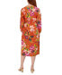 Women's Printed Faux-Wrap Long-Sleeve Dress