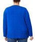 ფოტო #2 პროდუქტის Plus Size Solid V-Neck High-Cuff Sweater