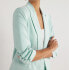 Scoop Women's Relaxed Fit Scrunch 3/4 Sleeve Blazer jacket Teal Size Small 4-6