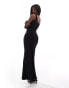 Fashionkilla super-soft sleeveless square neck tie waist maxi dress in black