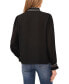 Women's Contrast Stitch Blouson Sleeve Pleated Front Top