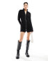 Фото #6 товара Weekday Laila high neck rib knitted mini dress with two-way zip in black