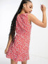 Фото #4 товара Glamorous Petite 90s square neck fitted mini dress in red leaf floral