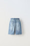 Flowing denim bermuda shorts with elasticated waist