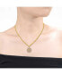 ფოტო #2 პროდუქტის 14k Gold Plated with Cubic Zirconia Sunshine Flower Pendant Curb Chain Adjustable Necklace