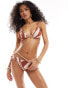 Фото #1 товара ONLY string detail bikini bottoms co-ord in brown zebra print