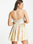 ASOS DESIGN cotton structured prom mini dress with corset detail in swirl print