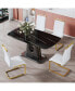 Modern Black Marble Dining Table with 4 Gold Chairs