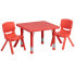 Фото #1 товара 24'' Square Red Plastic Height Adjustable Activity Table Set With 2 Chairs