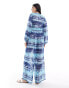 Wednesday's Girl batik print wide leg beach trousers in blue co-ord