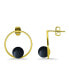 ფოტო #6 პროდუქტის 14K Gold Plated Multi Genuine Stone Circle Stud Earrings