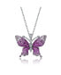 Фото #1 товара Sterling Silver with Rhodium and Black Plated Ruby Cubic Zirconia Butterfly Pendant Necklace