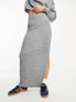 Miss Selfridge brushed cosy rib midi skirt co-ord in grey