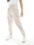 River Island Petite satin paperbag waist trousers in champagne