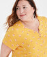 Фото #3 товара Plus Size Printed Short-Sleeve Henley Top, Created for Macy's